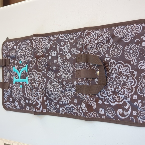 Thirty -one, brown floral cosmetic bag. Personalized initial K - Picture 6 of 6